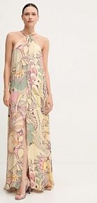 Sukienka maxi Sandro Ferrone  beżowa S18XBERANDOM