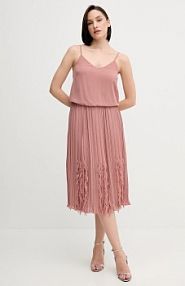 Sukienka midi Sandro Ferrone  pomarańczowa S18XBERYKER