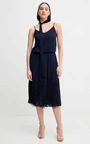 Sukienka midi Sandro Ferrone  granatowa S18XBERYKER