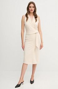 Sukienka midi Sandro Ferrone  beżowa S18XBESAY