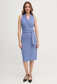 Sukienka midi Sandro Ferrone  niebieska S18XBESAY