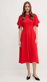 Sukienka midi Sandro Ferrone  czerwona S23XBEBRANCAL