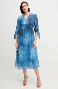 Sukienka midi Sandro Ferrone  niebieska S32XBEMARTA