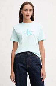 T-shirt Calvin Klein Jeans  turkusowy damski LV047B865G