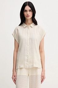 Koszula z krótkim rękawem United Colors of Benetton  beżowa 5BMLDQ06V