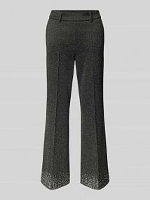 Spodnie materiałowe o rozkloszowanym kroju w kant model FRANCOISE CAMBIO srebrne damskie EAN 6403 387/04