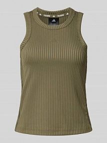 Top z prążkowanymi wykończeniami adidas Sportswear oliwkowy damski EAN JD4704