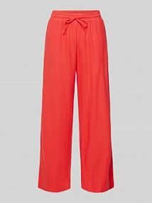 Spodnie lniane z prostą nogawką i wpuszczanymi kieszeniami model Lava FREE/QUENT czerwone damskie EAN 124620