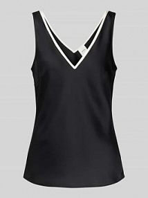 Top bluzkowy o kroju regular fit z dekoltem w serek Calvin Klein Womenswear czarny damski EAN K20K208185