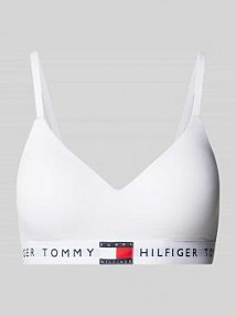 Biustonosz typu bralette z elastycznym pasem z logo model TH Heritage Tommy Hilfiger biały EAN UW0UW05715