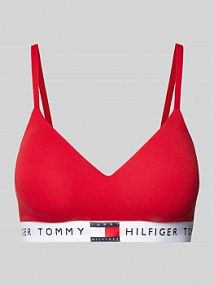 Biustonosz typu bralette z elastycznym pasem z logo model TH Heritage Tommy Hilfiger czerwony EAN UW0UW05715