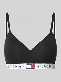 Biustonosz typu bralette z elastycznym pasem z logo model TH Heritage Tommy Hilfiger czarny EAN UW0UW05715
