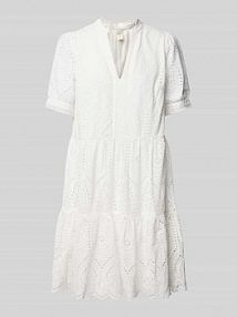 Sukienka mini z haftem angielskim model Holi YAS biała EAN 26027163