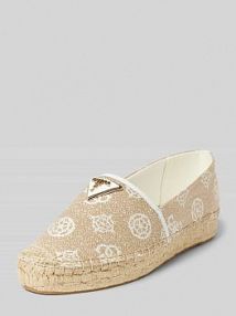 Espadryle z aplikacją z logo model JOLANDON Guess beżowe damskie EAN FLJDNNFAL14