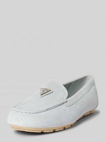 Mokasyny skórzane z naszywką z logo model LILAN Guess niebieskie damskie EAN FLJLILSUE14