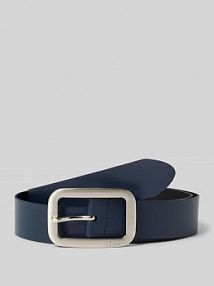 Pasek skórzany z prostokątną sprzączką i detalem z logo s.Oliver RED LABEL granatowy damski EAN 2163184