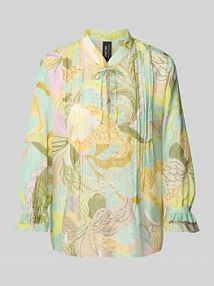 Tunika o kroju regular fit z mieszanki bawełny i jedwabiu ze stójką Marc Cain żółta EAN YC 51.45 W84