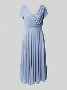 Sukienka koktajlowa o długości do kolan w stylu kopertowym Vera Mont niebieska EAN 3334112