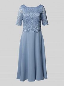 Sukienka koktajlowa z dekoltem w łódkę Vera Mont szara EAN 1134825