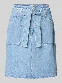 Spódnica jeansowa o długości do kolan z wiązanym paskiem model Style Blossom mustang niebieska EAN 1016227