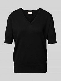 Bluzka z dzianiny z dekoltem w serek model Katie FREE/QUENT czarna damska EAN 201948