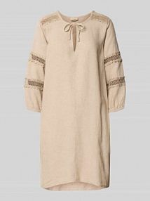 Sukienka lniana o długości do kolan z mieszanki wiskozy i lnu model Laluna FREE/QUENT beżowa EAN 205694