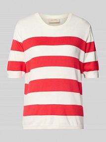 Sweter z dzianiny z prążkowanymi wykończeniami model Pixie FREE/QUENT czerwony damski EAN 205691