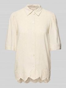 Bluzka o kroju regular fit z haftem angielskim model Linus FREE/QUENT beżowa damska EAN 205813