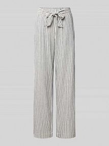 Spodnie materiałowe z prostą nogawką i wiązanym paskiem model Lavisco FREE/QUENT niebieskie damskie EAN 205595