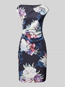 Sukienka koktajlowa z wzorem kwiatowym Swing granatowa EAN 5AE09300