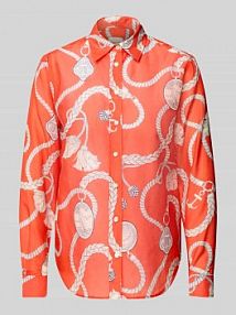 Bluzka o kroju regular fit z mieszanki bawełny i jedwabiu Gant różowa damska EAN 4300456