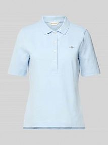 Koszulka polo z wyhaftowanym logo Gant niebieska damska EAN 4202231