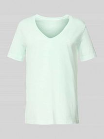 T-shirt z prążkowanym dekoltem w serek Gant turkusowy damski EAN 4200867