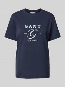 T-shirt z nadrukiem z logo Gant granatowy damski EAN 4200563