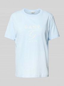 T-shirt z nadrukiem z logo Gant niebieski damski EAN 4200563