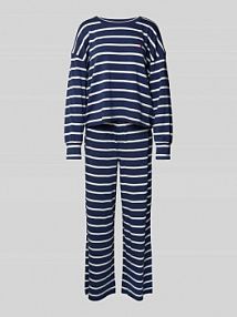 Piżama z wyhaftowanym logo i elastycznym paskiem z logo Polo Ralph Lauren niebieska damska EAN 4P8030