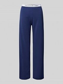 Spodnie od piżamy z prostą nogawką i elastycznym pasem z logo Polo Ralph Lauren niebieska damska EAN 4P0290