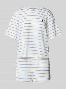 Piżama z wyhaftowanym logo i elastycznym paskiem z logo Polo Ralph Lauren biała damska EAN 4P8029
