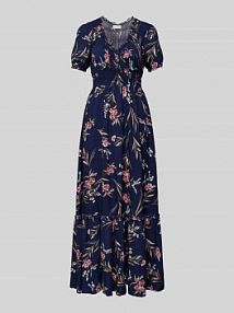 Długa sukienka z dekoltem w serek Apricot granatowa EAN 757615