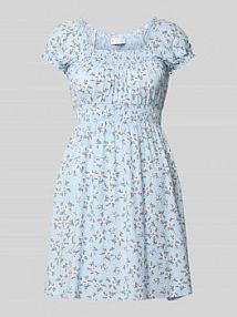 Sukienka mini z wiskozy z bufiastymi rękawami Apricot niebieska EAN 744981