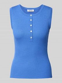 Top z dzianiny z krótką listwą guzikową model Cecelie EDITED niebieski damski EAN EDT9078001