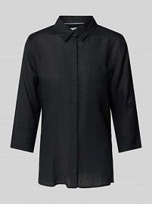 Bluzka lniana o kroju regular fit z kieszenią na piersi model Vickie BRAX czarna damska EAN 41-7038 94110200