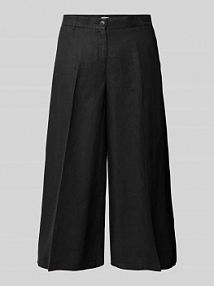 Spodnie lniane z szeroką, skróconą nogawką model STYLE.MELLI BRAX czarne damskie EAN 76-2208 09852720