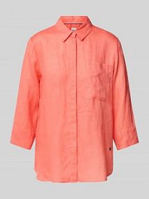 Bluzka lniana o kroju regular fit z kieszenią na piersi model Vickie BRAX różowa damska EAN 41-7038 94110200