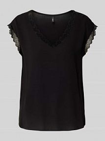 Top bluzkowy o kroju regular fit z obszyciem koronką model JASMINA Only czarny damski EAN 15252241