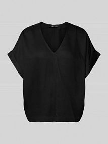 Bluzka o kroju relaxed fit z dekoltem w serek LANIUS czarna damska EAN 12514181-00