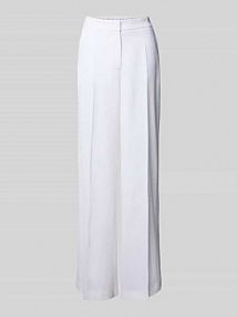Spodnie lniane z prostą nogawką w kant LUISA CERANO białe damskie EAN 618744 3503