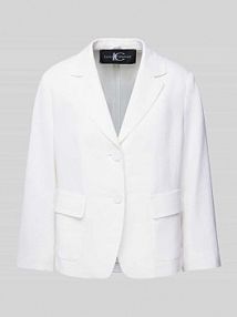 Żakiet lniany z nakładanymi kieszeniami z patką LUISA CERANO biały EAN 418366 3503