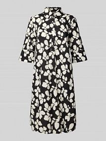 Sukienka koszulowa o długości do kolan z rękawem o dł. 1/2 i listwą guzikową Christian Berg Woman Selection czarna EAN 20560701429