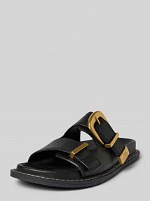 Klapki ze sprzączką i detalem z logo model ARCH Steve Madden czarne EAN SM19000133